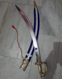 Picture of Super Maratha Talwar with Blue Scabbard | Authentic Indian Sword Design - Decorative.